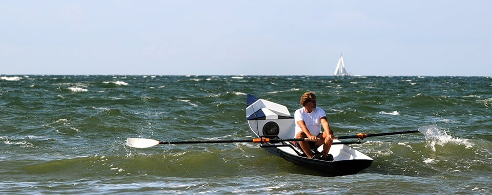 Easy2row in Coastal uitvoering in de branding